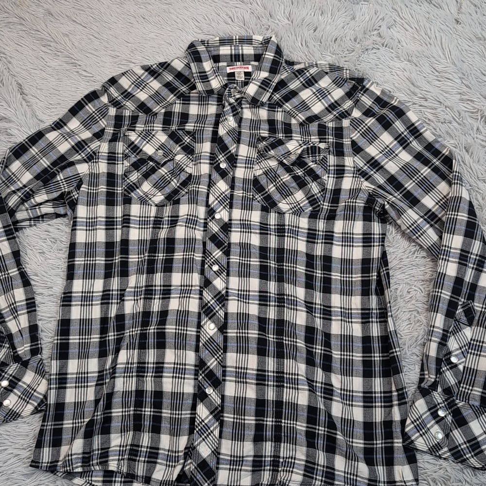 True Religion Shirt Mens XL Snap Up Pockets Western Rancher Cowboy Rodeo Preppy